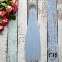 Волосся для ляльки пряме світло-блакитний 25см C10