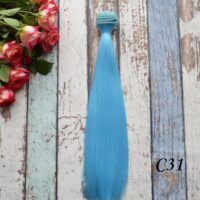 Волосся для ляльки пряме блактиний 25см C31