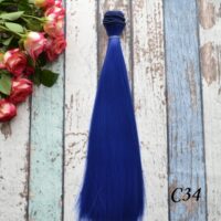 Волосся для ляльки пряме синій 25см C34