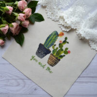 Картинка на хлопке Кактусы