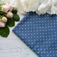 Джинсова тканина для рукоділля в горох Відріз 35*50см TKG001