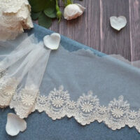 Мереживо на сіточці бежеве 12см Відріз 45см MC72