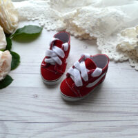 Кеди для ляльок на шнурках червоні 5,5*2,5см AK70