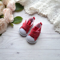 Кеди для ляльок на липучці червоні 50*27мм AK08