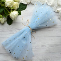 Фатин середньої жорсткості блакитний із зірками Відріз 30*160см TF40