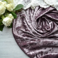 Оксамитова тканина з плюшевим тисненням фіолетова. Відріз 40*50см TKR156