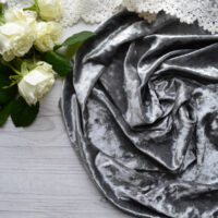 Оксамитова тканина з плюшевим тисненням сіра. Відріз 20*80см TKR159