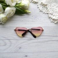 Окуляри для ляльки сердечко рожеві з градієнтом 9*3см ALO49