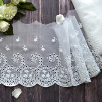 Мереживо на сіточці теплий білий17см Відріз 90см MC74