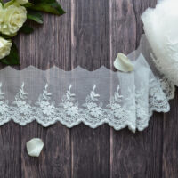 Мереживо на сіточці теплий білий  8см Відріз 100см MC75