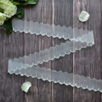 Мереживо на сіточці біле з люрексом 3см Відріз 100см MC79