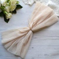 Фатин середньої жорсткості бежевий у горошок 30*80см TF21