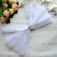 Фатин середньої жорсткості білий з перлинами Відріз 30*75см TF57