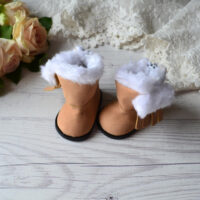 Чобітки з хутром для ляльок коричневі 5.5*3см AK114