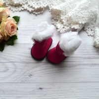 Чобітки з хутром для ляльок малинові 5.5*3см AK116