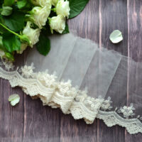 Мереживо на сіточці бежеве 14см відріз 100см MC81