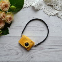 Міні фотоапарат для ляльки з ремінцем жовтий 4*5см AF15