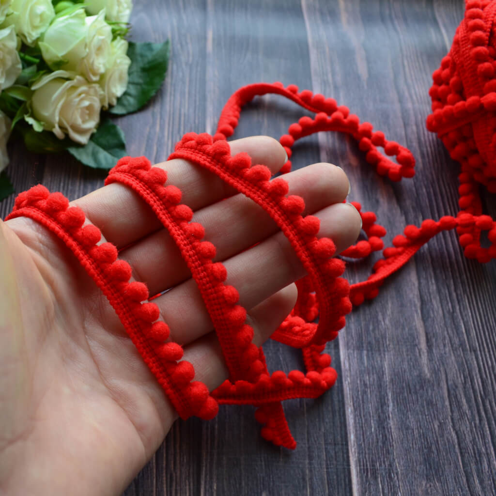 Стрічка з помпонами 10мм MPM12 • mpm12 1 Стрічка з помпонами 10мм MPM12 - Зображення 2