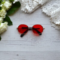 Окуляри для ляльки червоний овал 8*2.8см ALO85