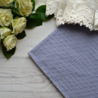 Батист з набивним горошком сіро-синій Відріз 35*50см TKB011