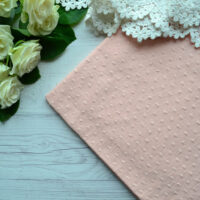 Батист з набивним горошком персиковий Відріз 35*49см TKB016