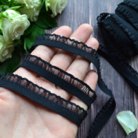 Мереживо на гумці для шиття чорне 12мм M303