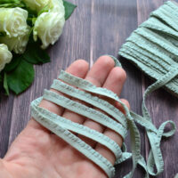 Мереживо на гумці для шиття сіро-зелене 6мм M315