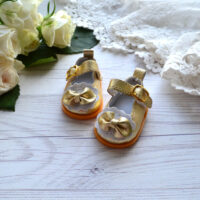 Туфельки  для ляльки золото  5.3*3.2см AK149