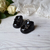 Туфельки для лялечки лакові чорні  3.8*2.3см AK174