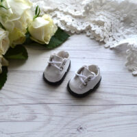 Туфельки для лялечки лакові білі  3.8*2.3см AK175