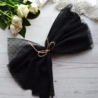 Фатин середньої жорсткості  в горох чорний 15*160см TF61