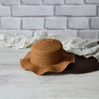 Солом’яний капелюшок для ляльки темна хвиля ⌀ 9см  AH006