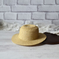 Солом’яний капелюшок для ляльки беж ⌀ 9см  AH009