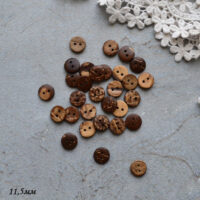 Ґудзики для одягу ляльки темний кокос 12.5мм 10шт BD013