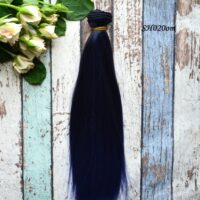 Волосcя для ляльки шовк градієнт чорний з синім 25см  SH020om