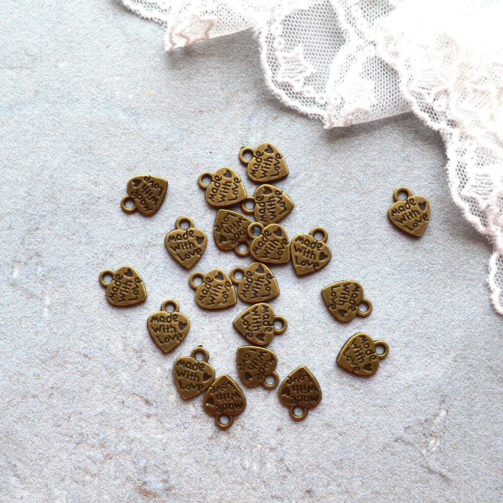 Підвіска Made with Love бронза12*10мм 5шт. PD059 • pd059 Підвіска Made with Love бронза12*10мм 5шт. PD059