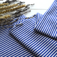 Смугастий трикотаж для одягу ляльці синій + білий 3+3мм Відріз 25*45см TKR111