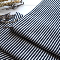 Смугастий трикотаж темно-синій+білий смужка 3+3мм Відріз 25*45см TKR114