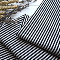 Смугастий трикотаж для одягу ляльці чорний + білий смужка 3+3мм Відріз 25*45см TKR115