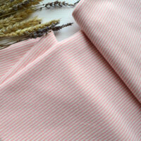 Трикотаж для одягу лялька персик + білий смужка 1мм Відріз 25*45см TKR185