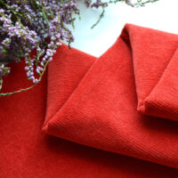 Вельвет для одягу ляльки 1.1 мм червоний трішки тягнеться 24*45см FV27
