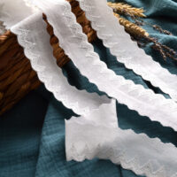 Бавовняне мереживо прошва 35мм теплий білий Відріз 100см MPR31