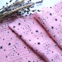 Муслін тоненька жата бавовна рожевий морська зірочка Відріз 34*25см MUS032