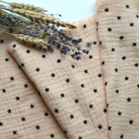 Муслін тоненька жата бавовна бежева з зірочками Відріз 34*25см MUS037