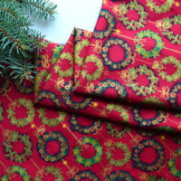 Бавовна для рукоділля Різдвяний віночок з золотим глітером 35*100см TKK01