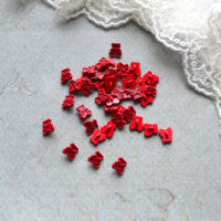 Міні Ґудзики Ведмежатко червоний 7мм 10шт B346