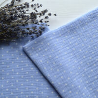 Муслін тоненька жата бавовна блакитна в горошок Відріз 34*25см MUS110