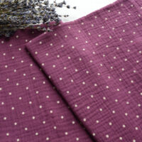 Муслін тоненька жата бавовна фіолетова в горошок Відріз 34*25см MUS116