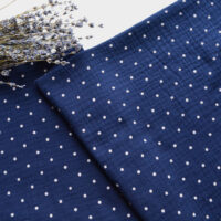 Муслін тоненька жата бавовна синя в горошок Відріз 34*25см MUS118