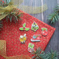 Міні Ґудзики дерев’яні новорічні Сани 6шт BD002